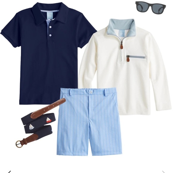 NWT Bella Bliss Ivory Pique Half Zip Pullover with Moody Blue Zipper & Detail - Picture 2 of 3